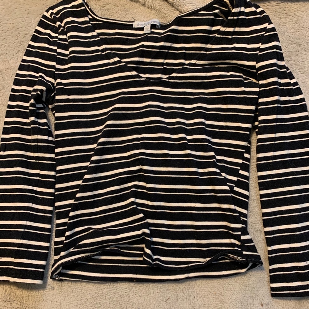 black & white striped long sleeve crop top❕❕